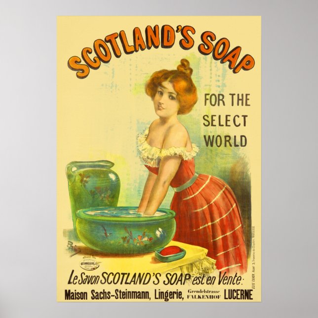 Póster Jabón de Escocia Anuncio Antiguo (Frente)