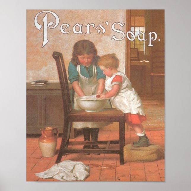 Póster Jabón de peras 2 niños (Frente)