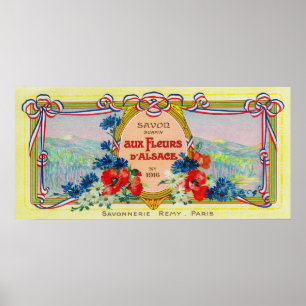 Póster Jabón LabelParis, Francia de Auz Fleurs D Alsacia