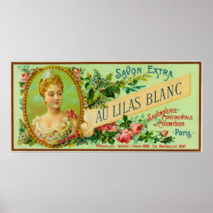 Póster Jabón LabelParis, Francia de Lilas Blanc del Au