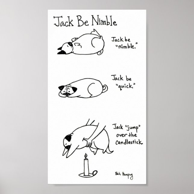 Póster Jack Be Nimble, versión pug (Frente)