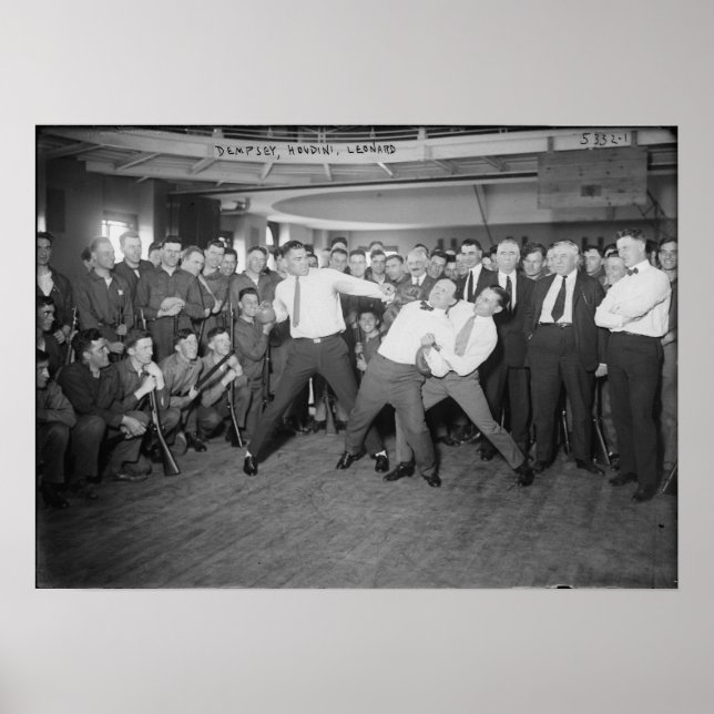 Póster Jack Dempsey se burla de la lucha contra Harry Hou (Frente)