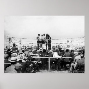 Póster Jack Johnson contra el boxeo de Jim Flynn del