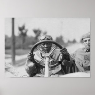 Póster Jack Johnson que conduce su aviador de Thomas