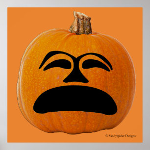 Póster Jack o' Lantern Cara infeliz, calabaza de Hallowee