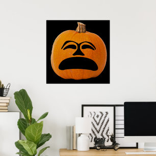 Póster Jack o' Lantern Cara infeliz, calabaza de Hallowee