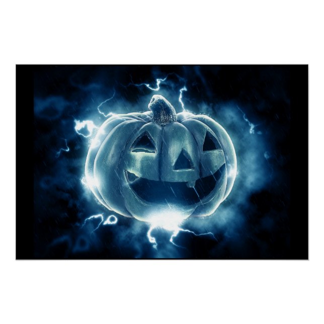 Póster jack-o-lantern en la lluvia (Anverso)