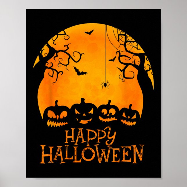 Póster Jack O Lantern Face Happy Halloween (Frente)