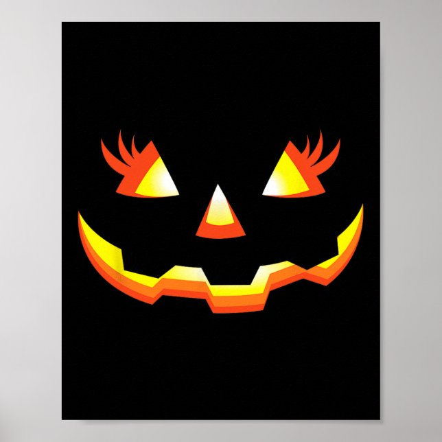 Póster Jack O Lantern Face Pumpkin Eyelashes Halloween Co (Frente)