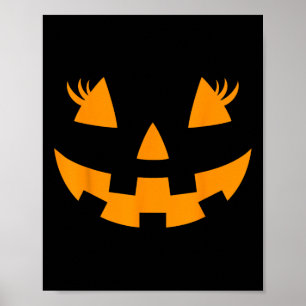 Póster Jack O Lantern Face Pumpkin Eyelashes Halloween Co