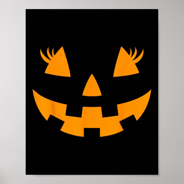 Póster Jack O Lantern Face Pumpkin Eyelashes Halloween Co (Frente)
