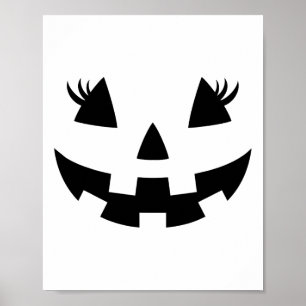 Póster Jack O Lantern Face Pumpkin Eyelashes Halloween Co
