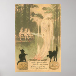 Póster Jack O Lantern Fantasma Gatos Negros Duendes