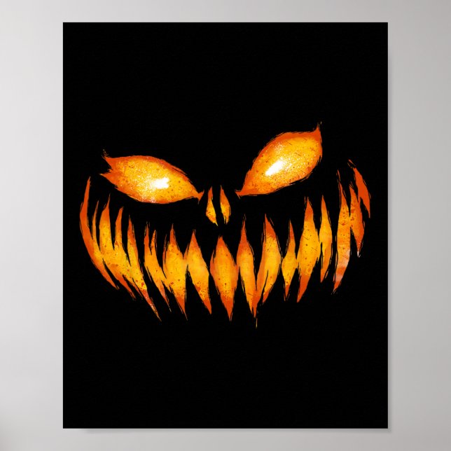 Póster Jack O Lantern Scary Cared de calabaza tallada Hal (Frente)
