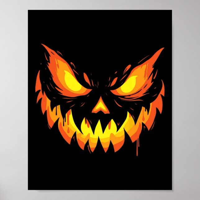 Póster Jack O Lantern Scary Cared de calabaza tallada Hal (Frente)
