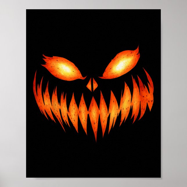 Póster Jack O Lantern Scary Pumpkin Face Halloween Costum (Frente)