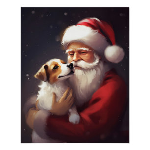Póster Jack Russell Con Navidades festivos de Santa Claus