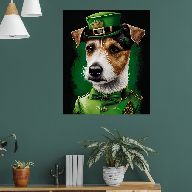 Póster Jack Russell Dog con vestido de San Patricio (Salón 1)