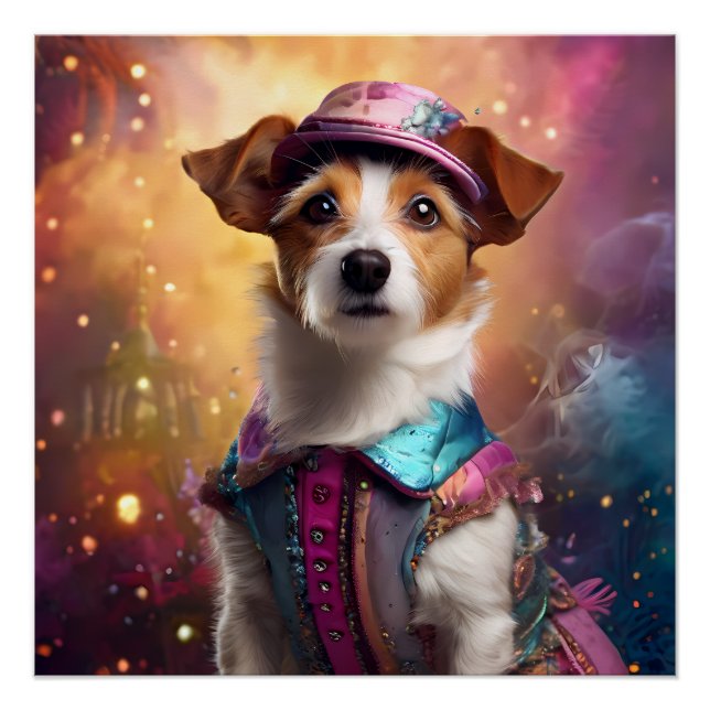 Póster Jack Russell en un disfraz vibrante (Anverso)