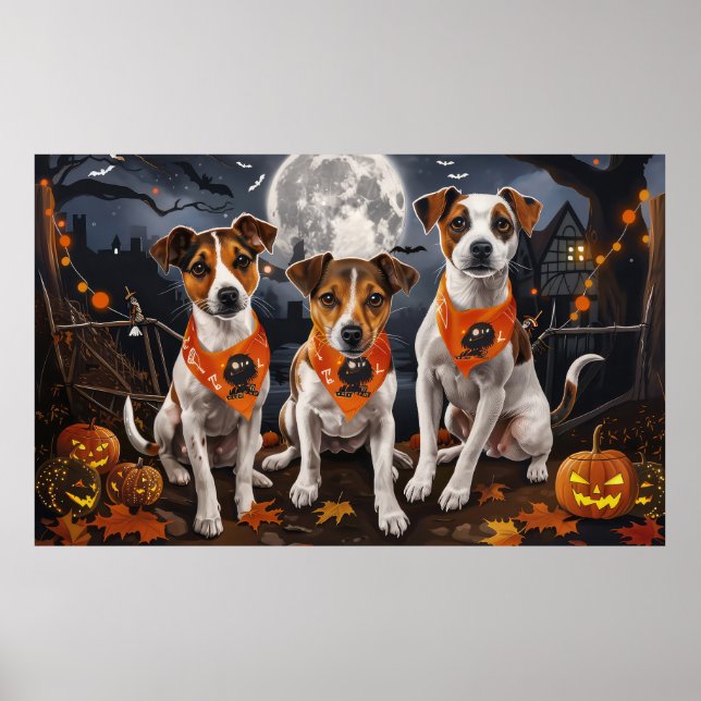 Póster Jack Russell Halloween Spooky (Frente)