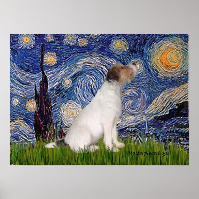 Póster Jack Russell Terrier 5 - Noche Starry (Frente)