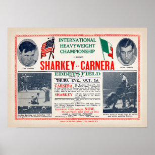 Póster Jack Sharkey vintage vs Boxeo Primo Carnera