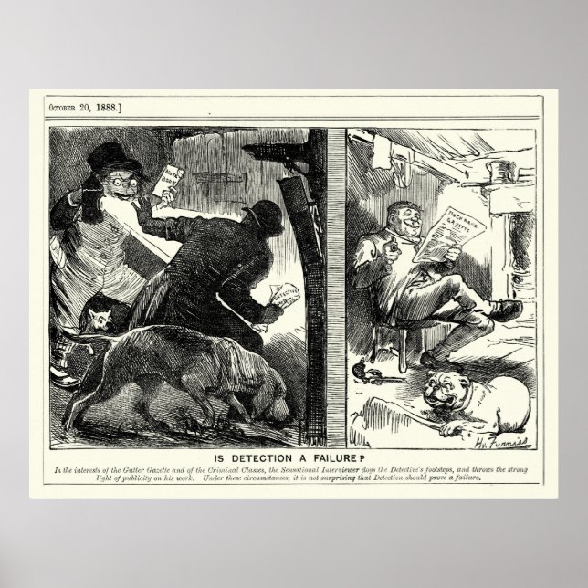 Póster Jack the Ripper - La detección es un fracaso, 1888 (Frente)