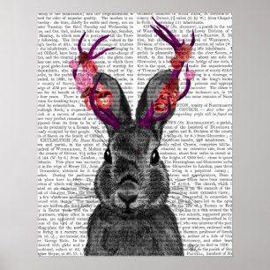 Póster Jackalope con anclas rosas