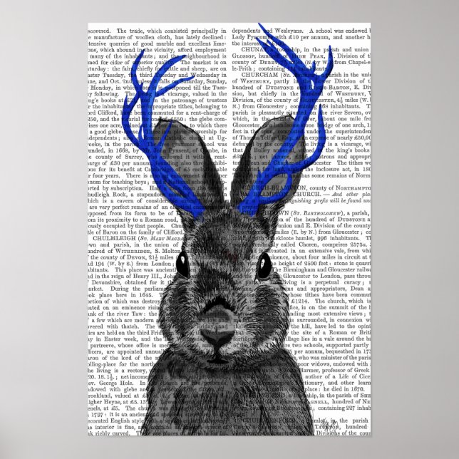 Póster Jackalope with Blue Antlers (Frente)