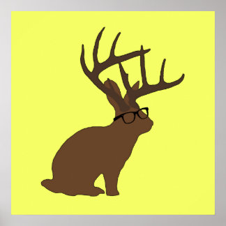 Póster jackalope with glasses poster