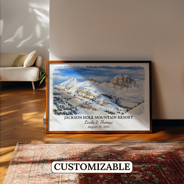 Póster Jackson Hole Mountain Resort Wyoming, Acuarela (Subido por el creador)