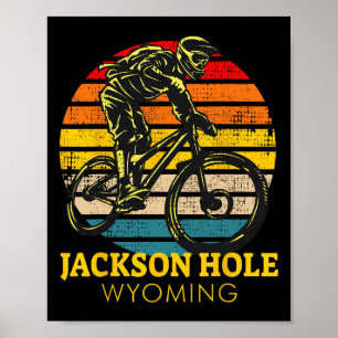 Póster Jackson Hole Wyoming Ciclismo de Montaña Retro Mtb
