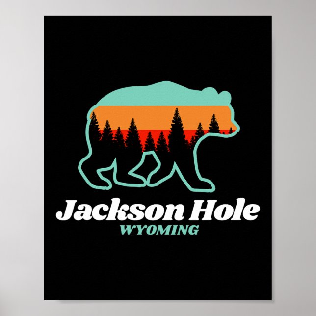 Póster Jackson Hole Wyoming Esquí Snowboard Bear (Frente)