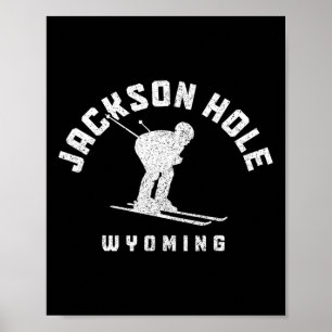 Póster Jackson Hole Wyoming Ski Winter Sports Ski Skie