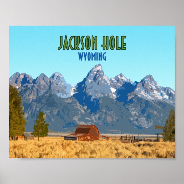 Póster Jackson Hole Wyoming Vintage (Frente)