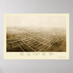 Póster Jackson, Mapa Panorámico de MI - 1868