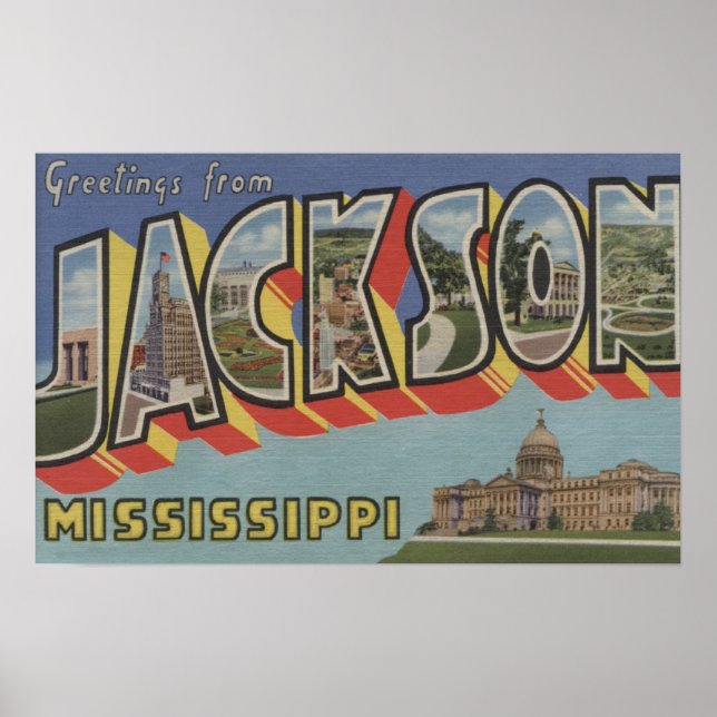 Póster Jackson, Mississippi - Escenas de letras grandes (Frente)