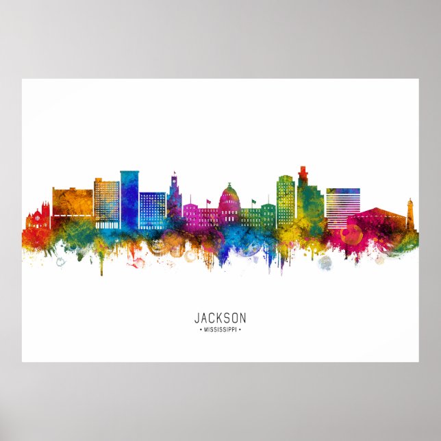 Póster Jackson Mississippi Skyline (Frente)