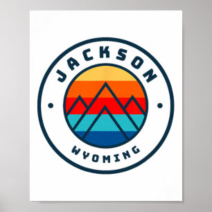 Póster Jackson Wyoming Esquí Snowboard Familia Ski Tri