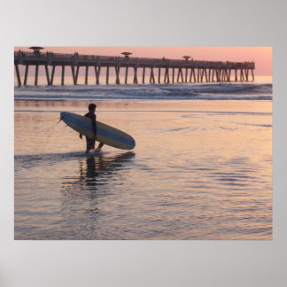 Póster Jacksonville Beach, Florida - Surfing