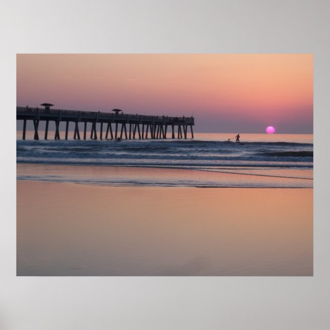 Póster Jacksonville Beach, Poster del amanecer de Florida (Frente)
