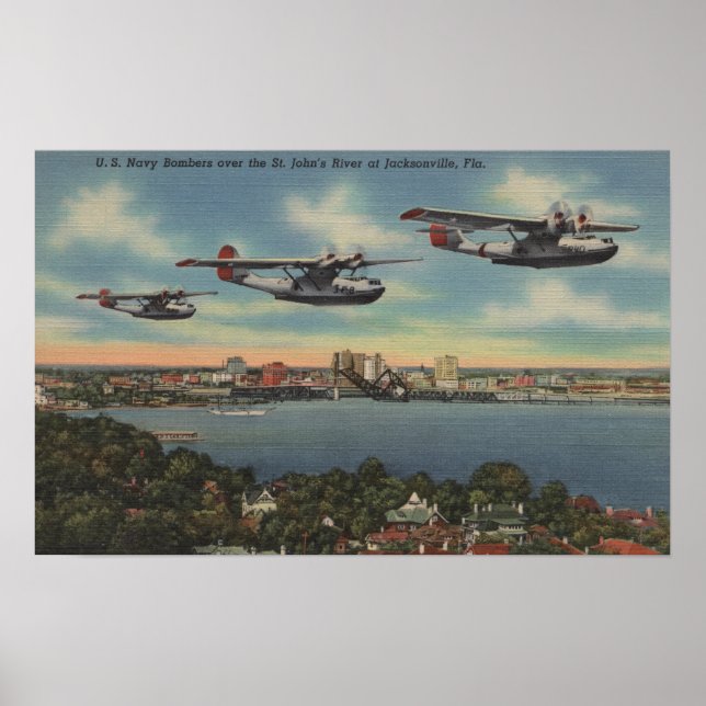 Póster Jacksonville, FL - Navy Bombers over St. John's (Frente)