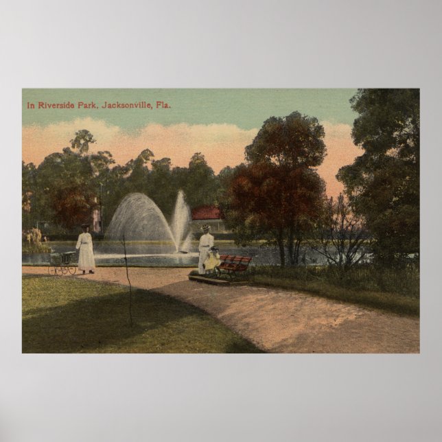 Póster Jacksonville, FL - Vista de Riverside (Frente)