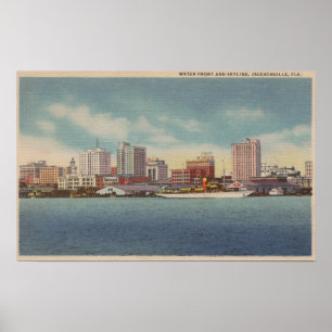 Póster Jacksonville, FL - vista del frente y del