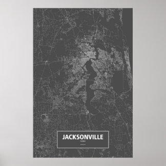 Póster Jacksonville, Florida (blanco sobre negro)