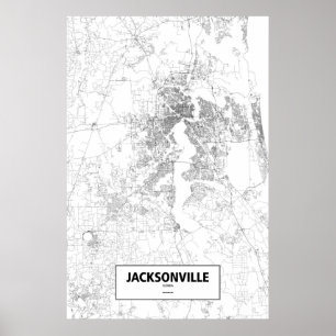 Póster Jacksonville, Florida (negro sobre blanco)