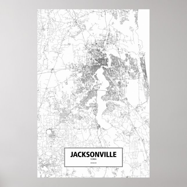 Póster Jacksonville, Florida (negro sobre blanco) (Frente)