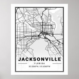 Póster Jacksonville Florida USA Travel City Map