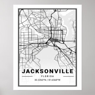 Póster Jacksonville Florida USA Travel City Map