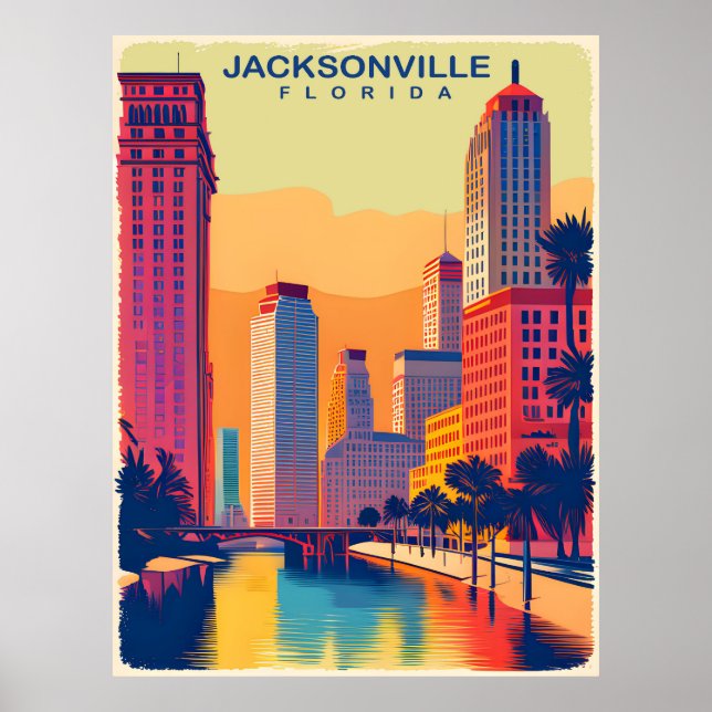 Póster Jacksonville, Florida, Viajes (Frente)